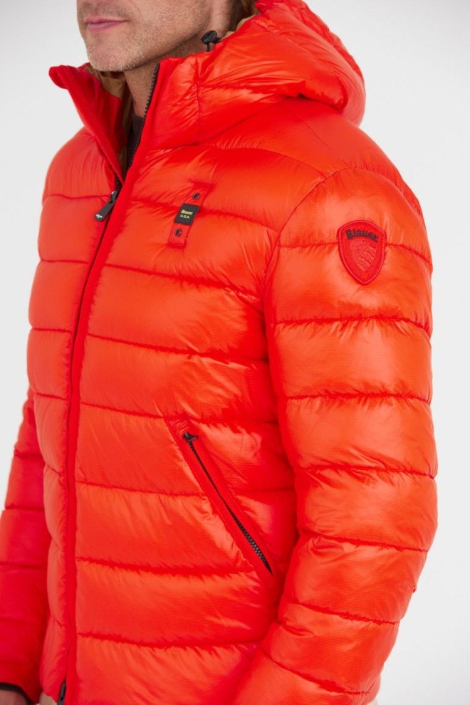 BLAUER Men's orange Virgil down jacket with hood