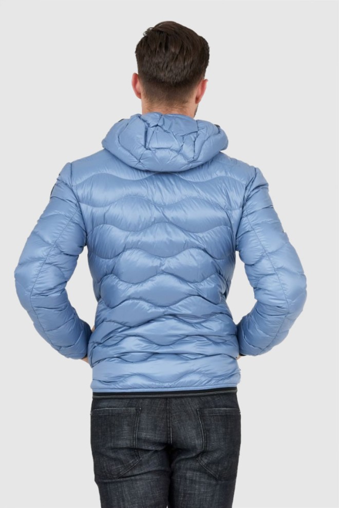 BLAUER Blue men's down jacket with hood