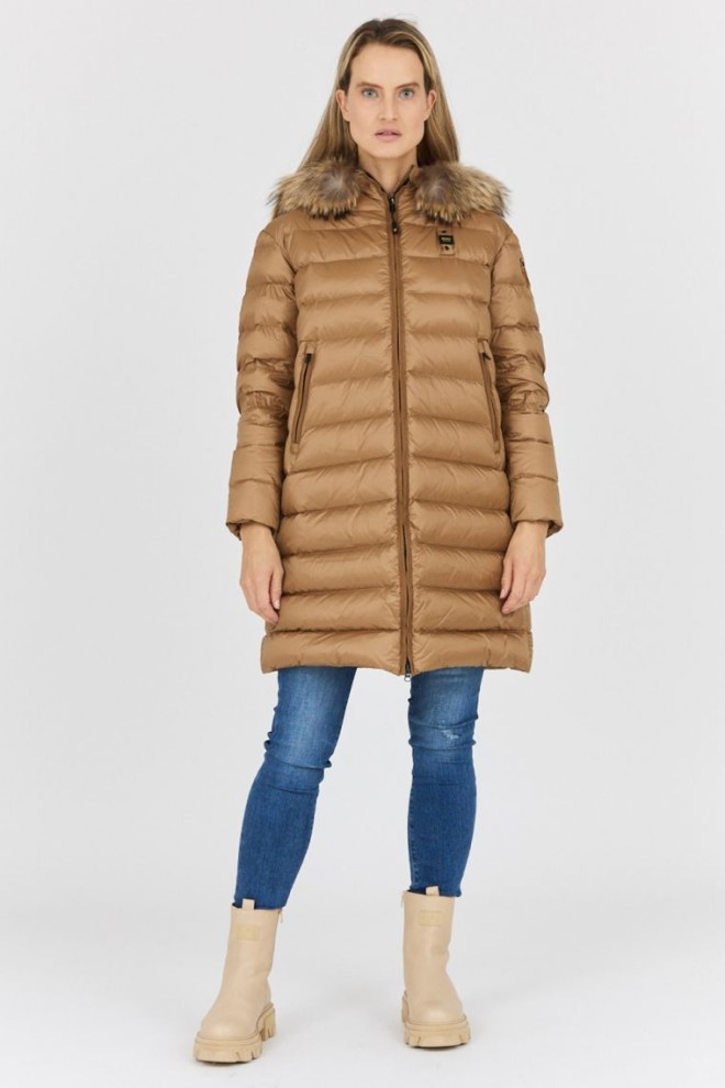 BLAUER Brown women's down jacket with detachable raccoon fur