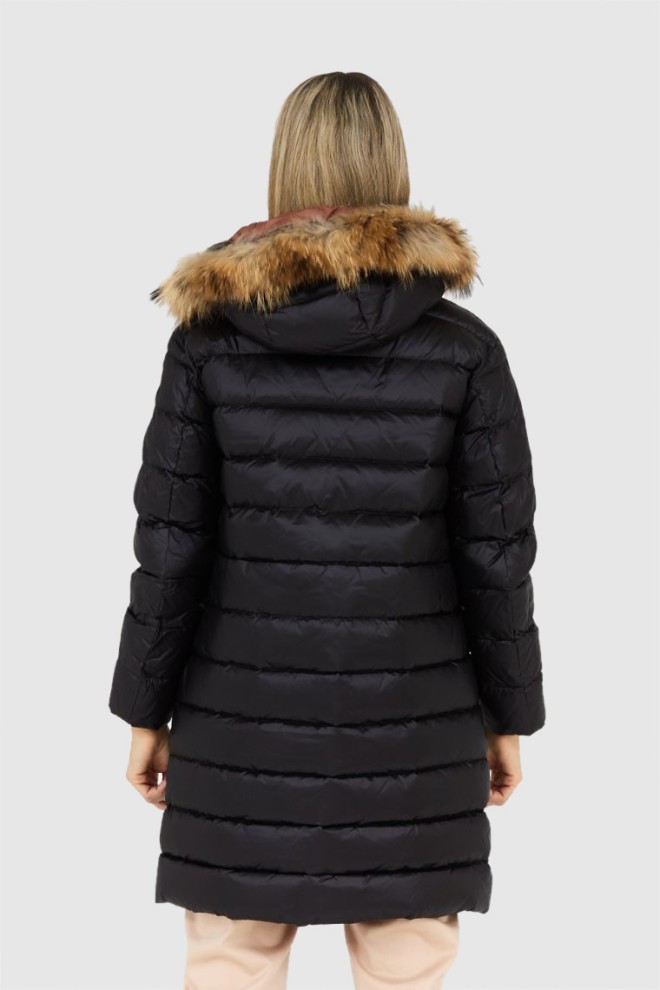 BLAUER Black women's down jacket with detachable raccoon fur