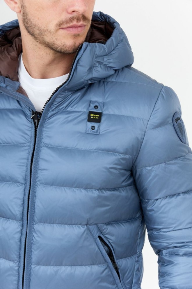 BLAUER Blue men's down jacket with hood