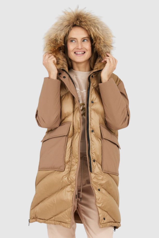 BLAUER Brown Gwendolyn down jacket with hood