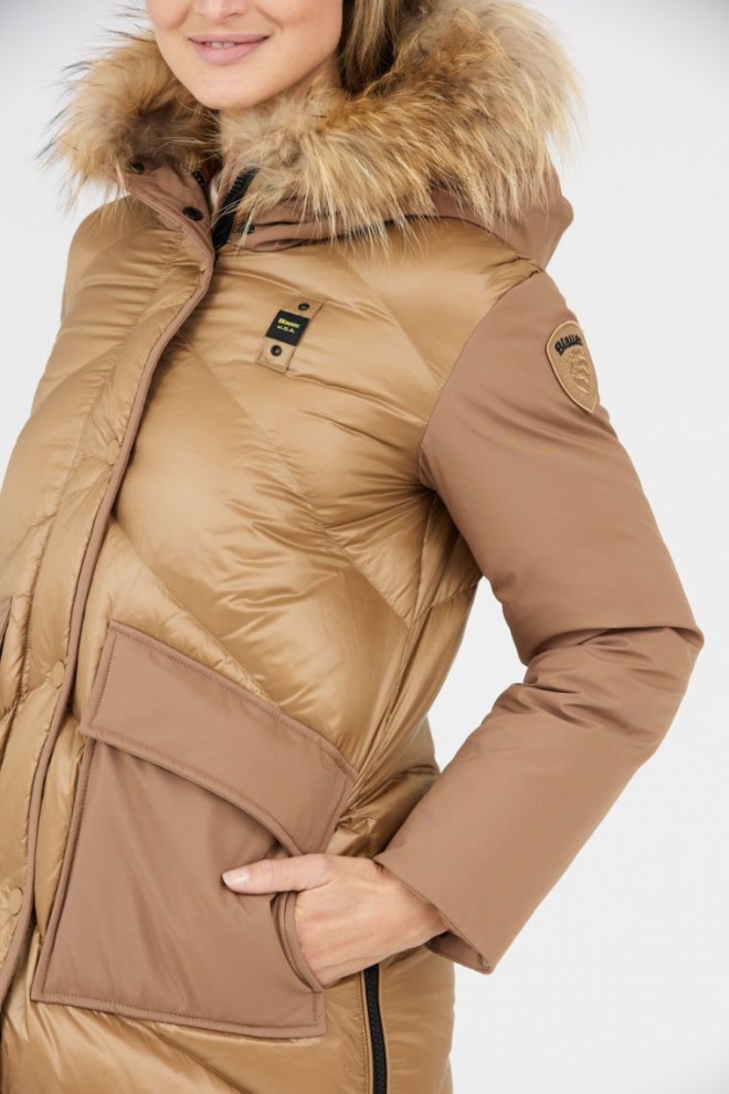 BLAUER Brown Gwendolyn down jacket with hood