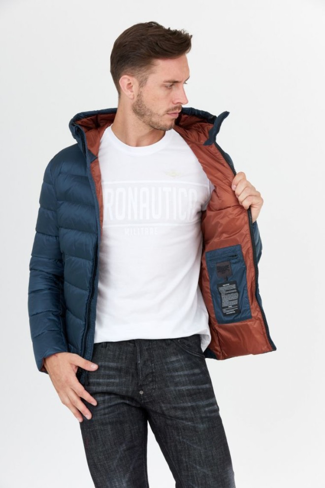 BLAUER Men's marine down jacket with hood