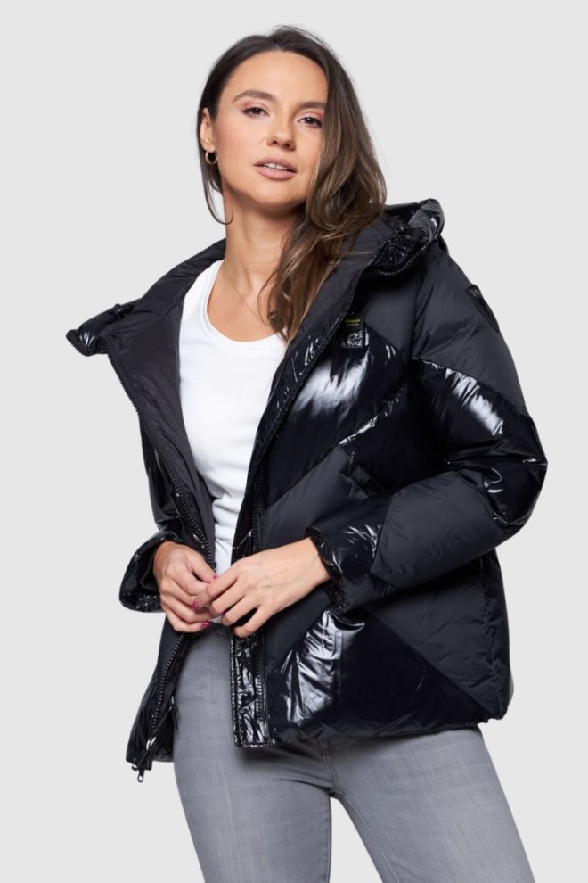 BLAUER Black women's down jacket with shiny elements