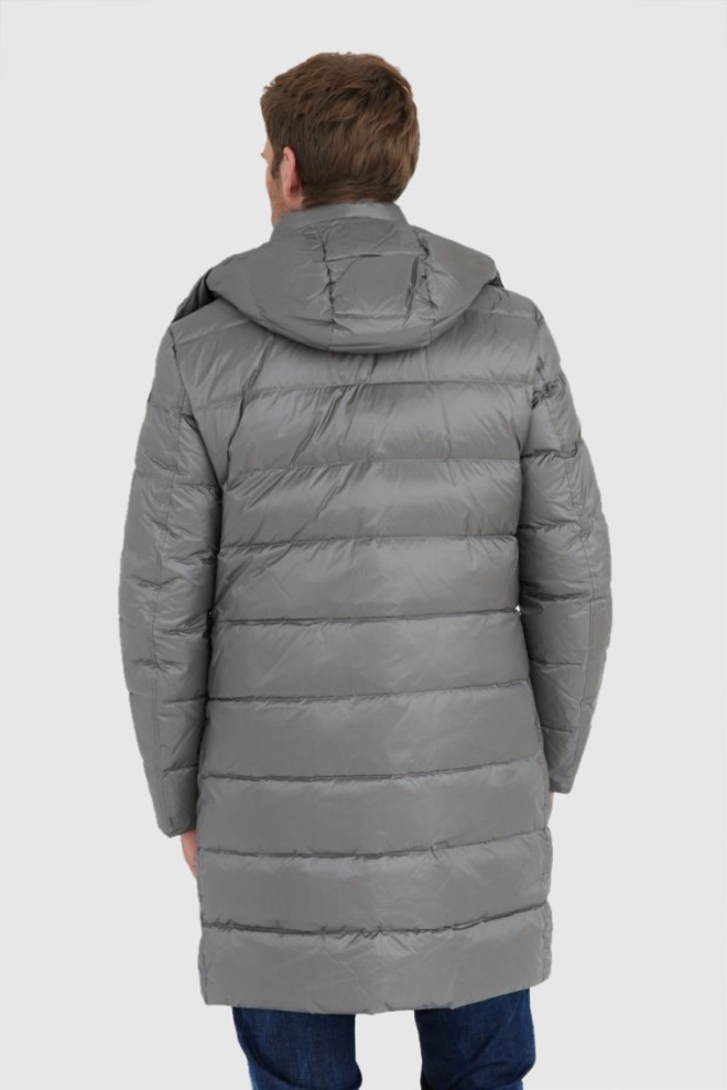 BLAUER Jachetă lungă din oțel pentru bărbați Gus cu glugă detașabilă