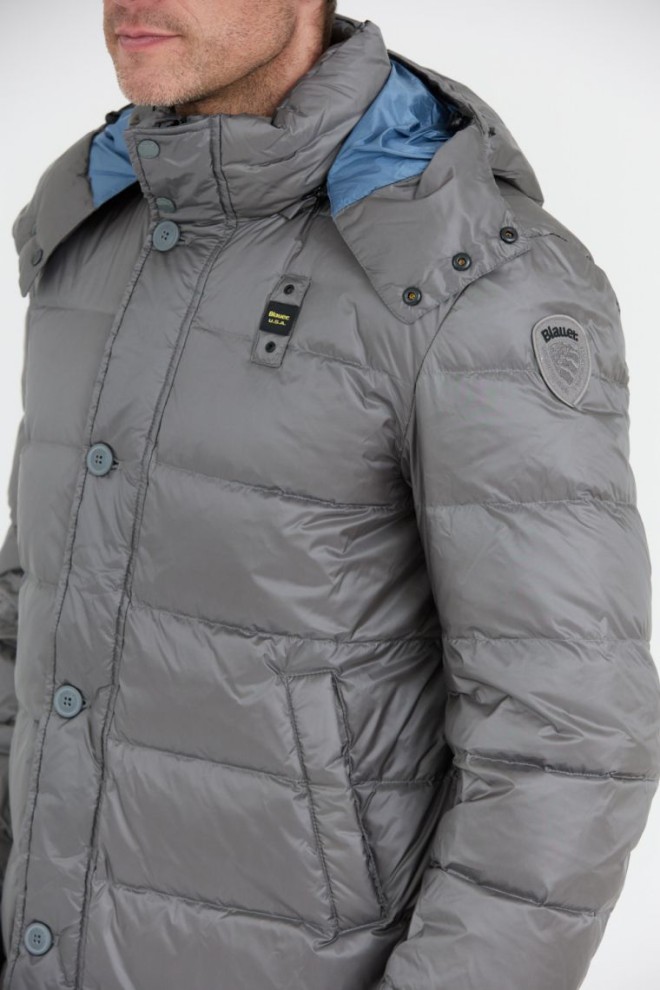 BLAUER Jachetă lungă din oțel pentru bărbați Gus cu glugă detașabilă