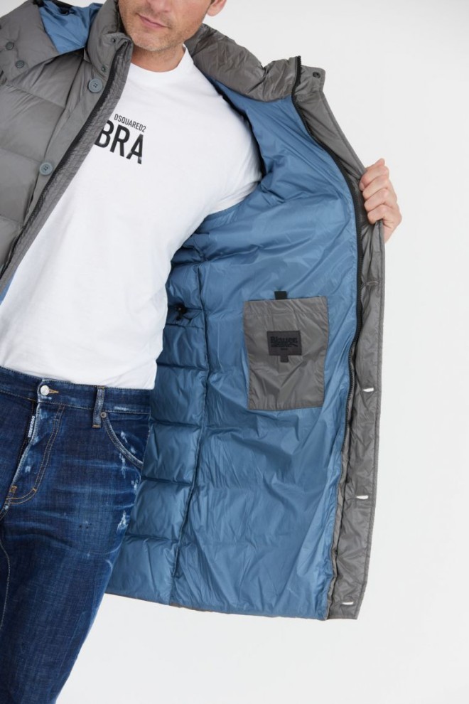 BLAUER Jachetă lungă din oțel pentru bărbați Gus cu glugă detașabilă