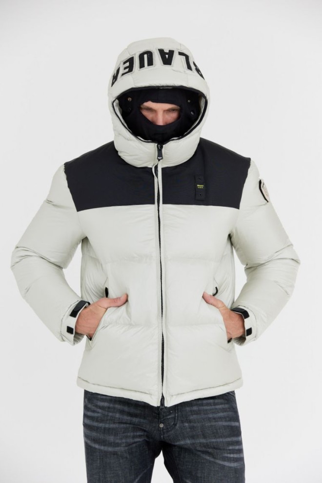 BLAUER Jachetă Cooper gri pentru bărbați cu logo pe glugă