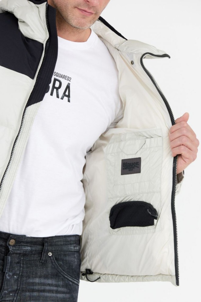 BLAUER Jachetă Cooper gri pentru bărbați cu logo pe glugă