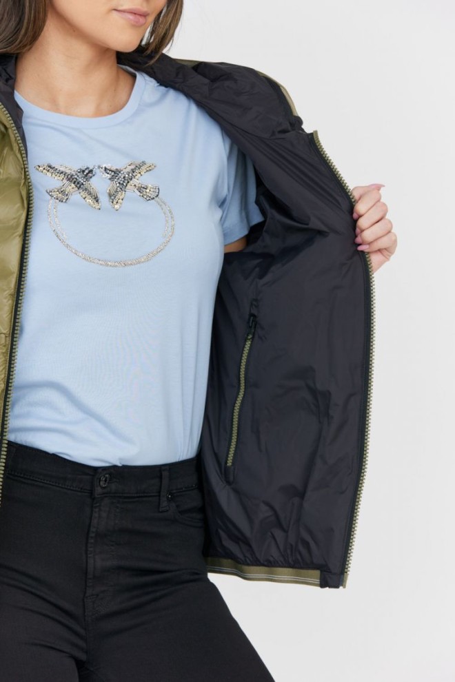 BLAUER Geacă de puf reversibilă pentru femei, neagră și verde Geacă de puf reversibilă Stella