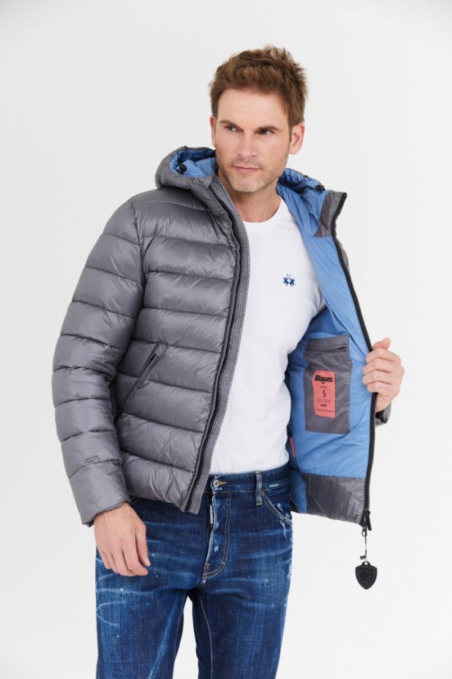 BLAUER Jachetă bărbătească Virgil gri cu glugă