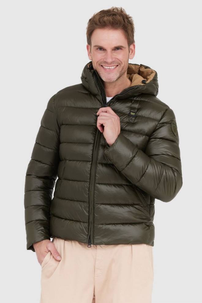 BLAUER Green men's Virgil down jacket with hood