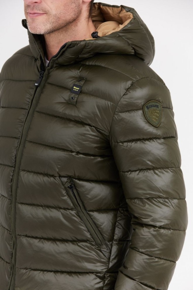 BLAUER Green men's Virgil down jacket with hood