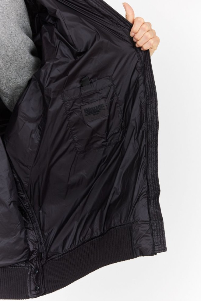 BLAUER Palton negru pentru femei cu blană de raton