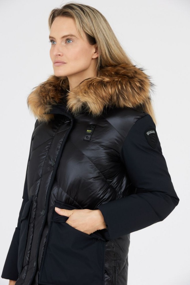 BLAUER Black Gwendolyn down jacket with hood