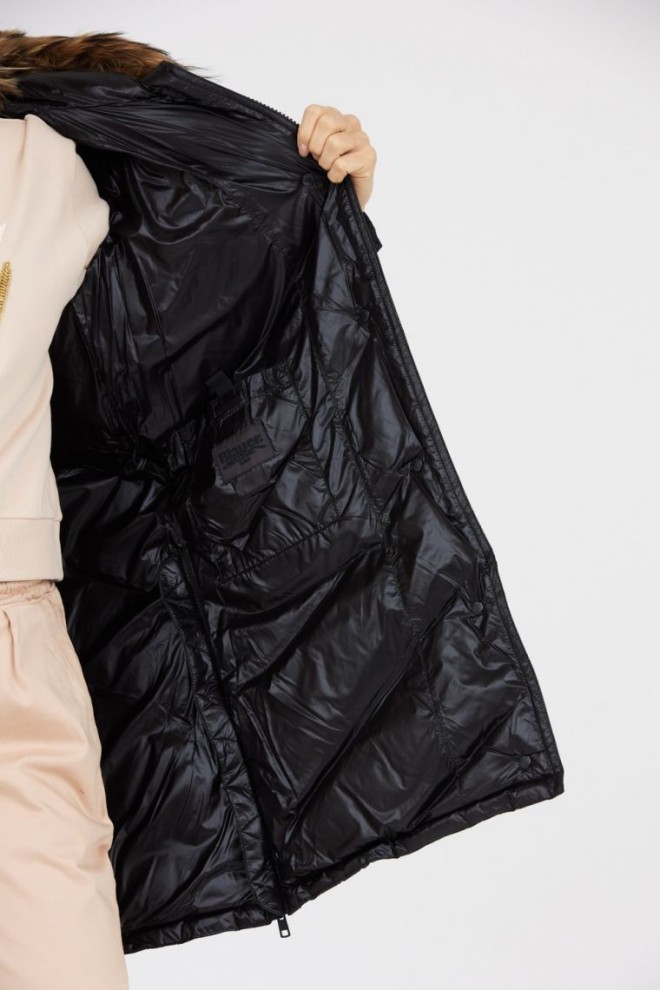 BLAUER Jachetă neagră Gwendolyn cu glugă pentru femei