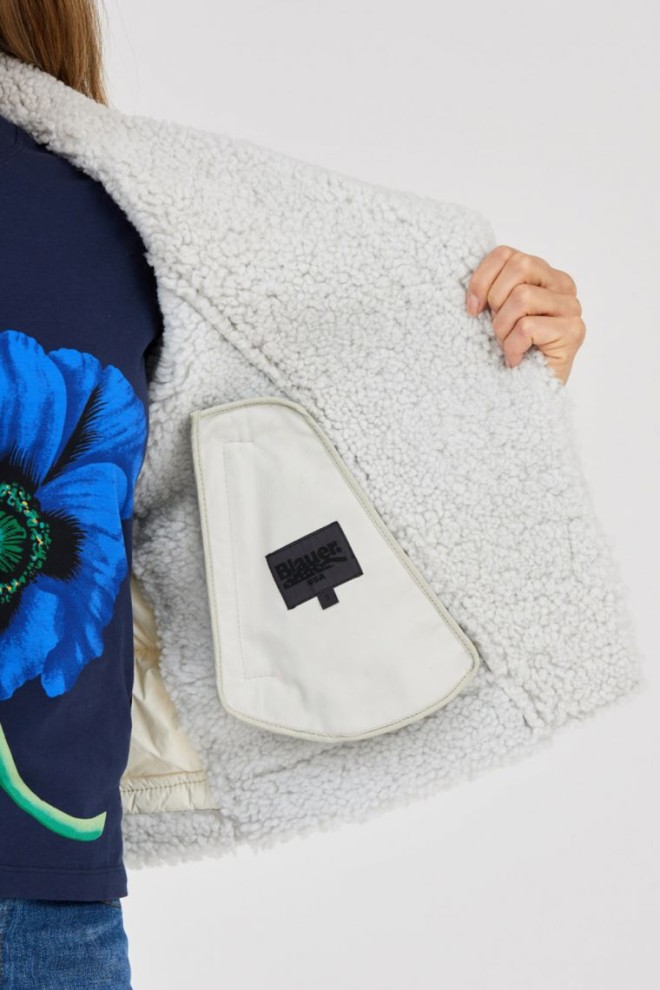 BLAUER Palton din piele de oaie pentru femei cu mâneci matlasate