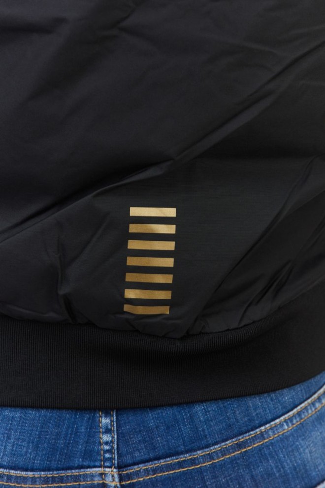 EA7 Black men's jacket with gold zippers