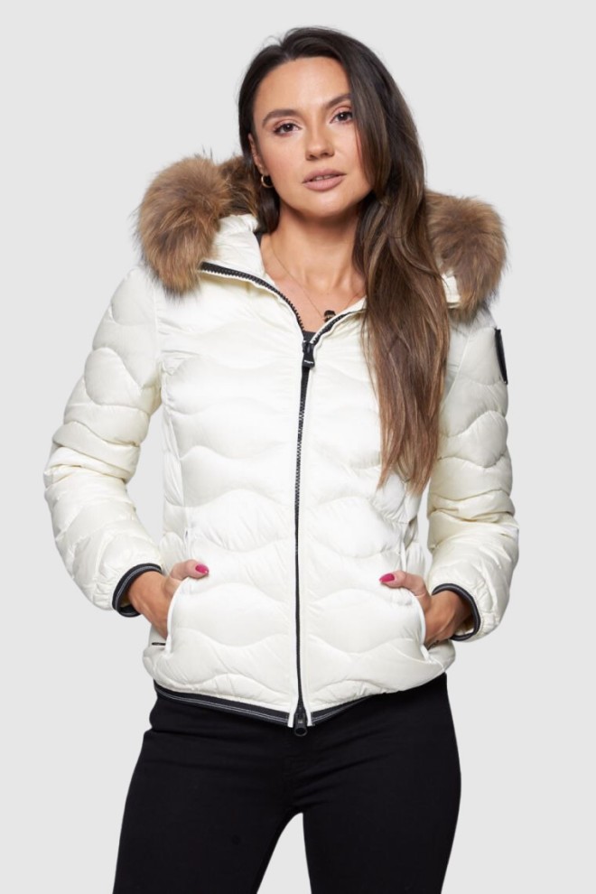 BLAUER Women's down jacket with hood in ecru color