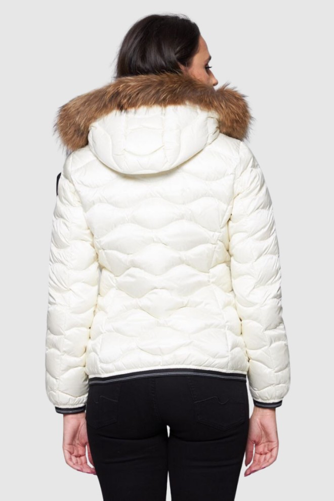 BLAUER Geacă de puf cu glugă, ecru, pentru femei