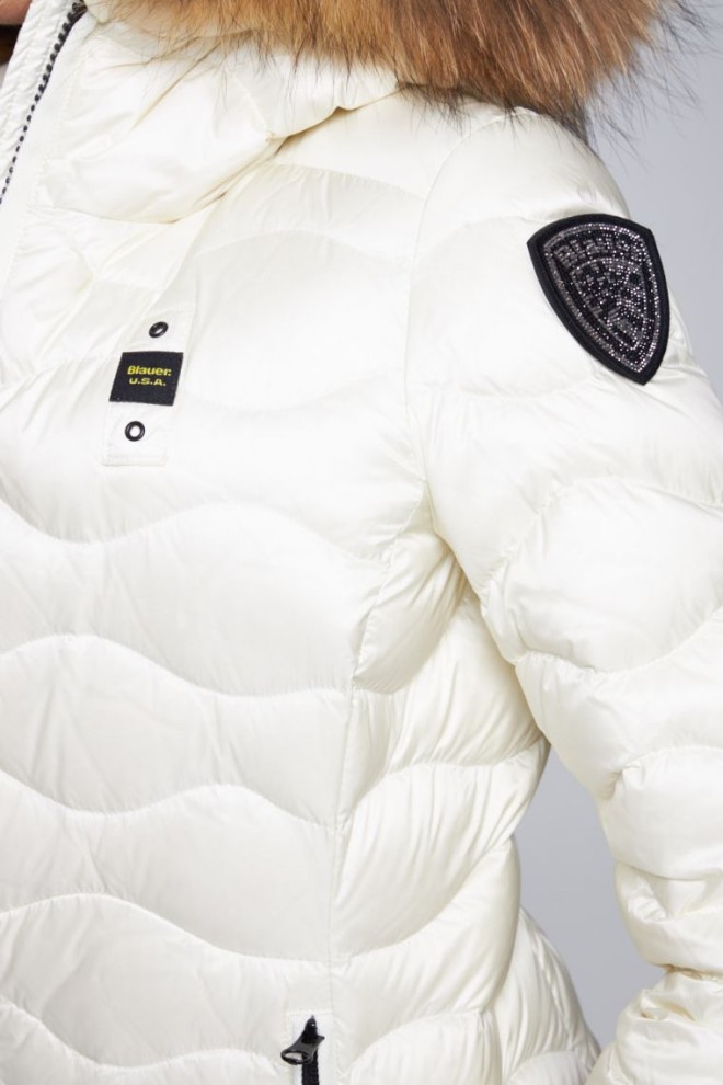 BLAUER Geacă de puf cu glugă, ecru, pentru femei
