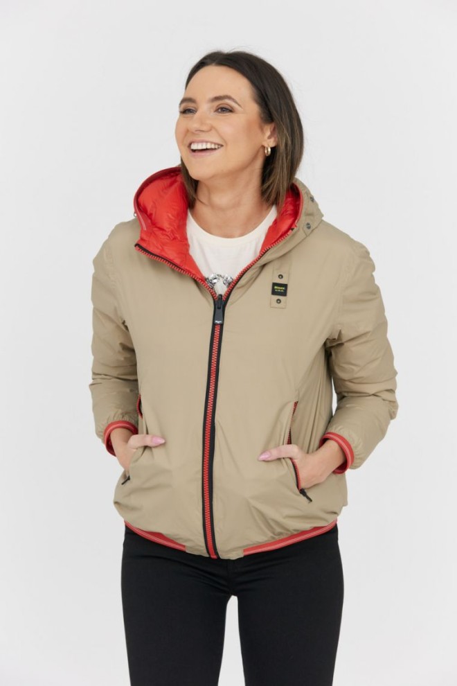 BLAUER Jachetă de puf reversibilă pentru femei, portocalie și bej Jachetă de puf reversibilă Stella