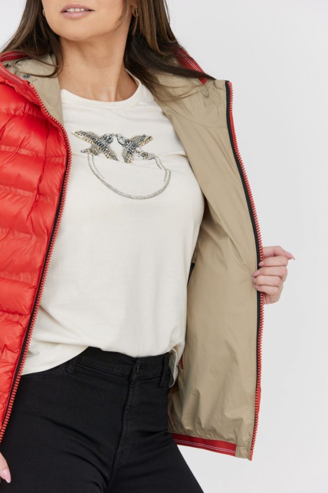 BLAUER Jachetă de puf reversibilă pentru femei, portocalie și bej Jachetă de puf reversibilă Stella