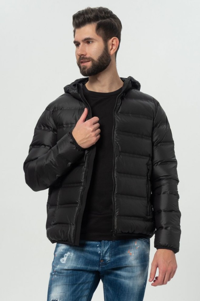 EA7 Black hooded down jacket