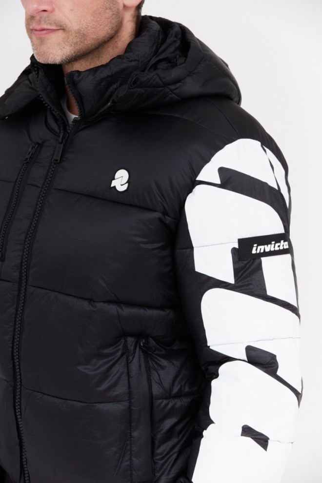 INVICTA Jachetă neagră cu logo mare pentru bărbați