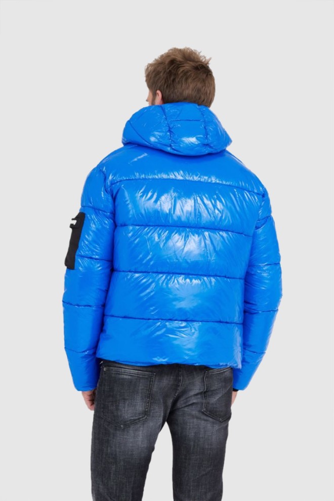 INVICTA Blue glossy down jacket with logo