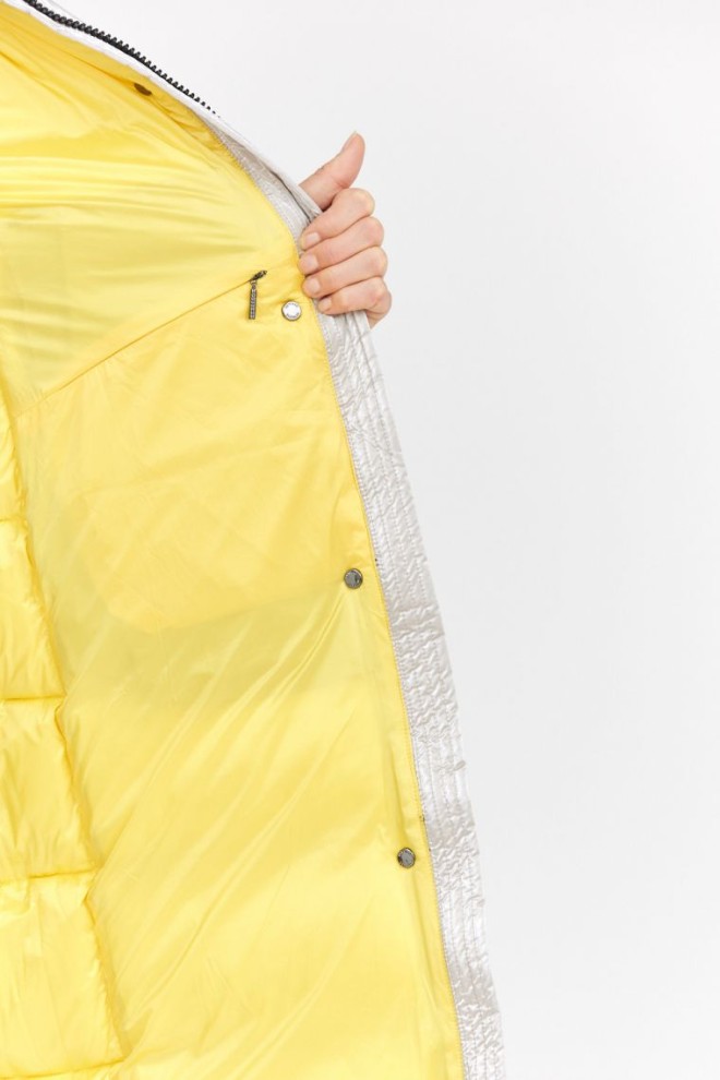 HETREGO Bej strălucitor femei în jos haina cu mâneci detașabile vară