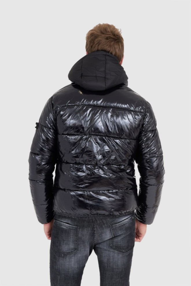 INVICTA Black glossy down jacket with hood