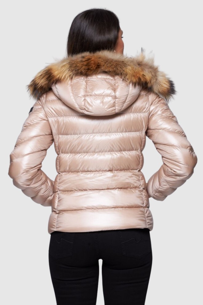 HETREGO Beige Holly down jacket with detachable hood