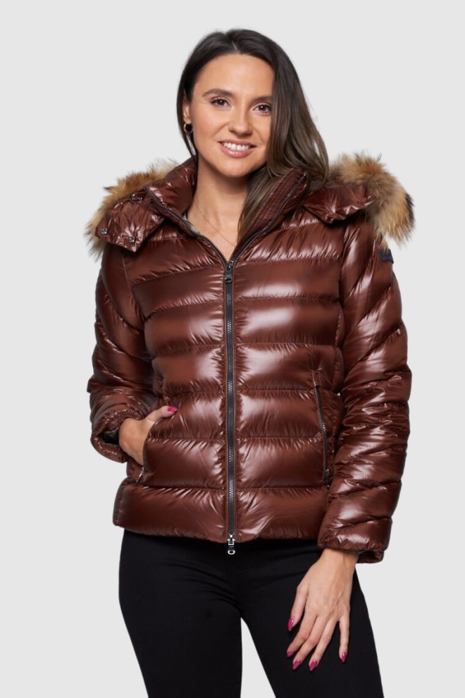 HETREGO Brown Holly down jacket with detachable hood