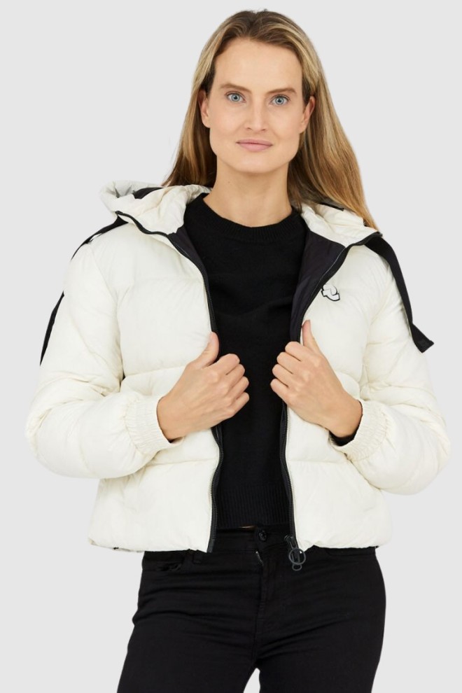 INVICTA Women's cream down jacket Isidore with hood