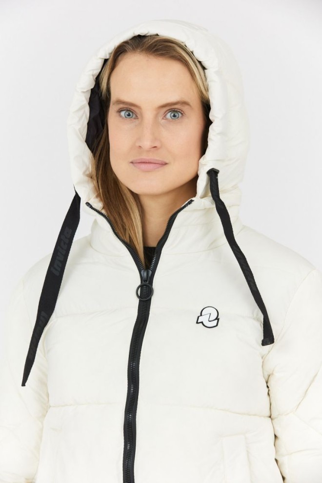 INVICTA Women's cream down jacket Isidore with hood