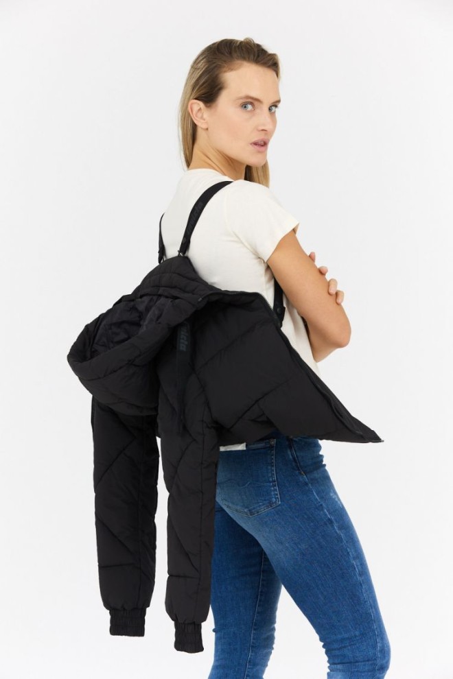 INVICTA Jachetă neagră cu glugă Isidore pentru femei