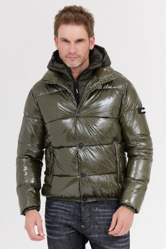 INVICTA Green shiny down jacket with hood