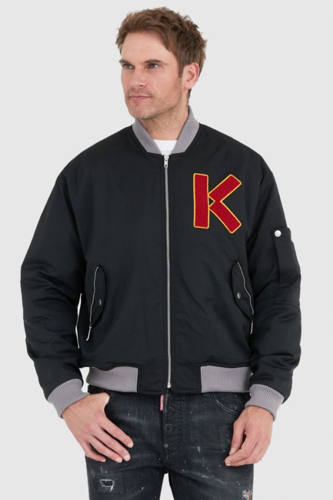 KENZO Black men's bomber jacket with vintage logo