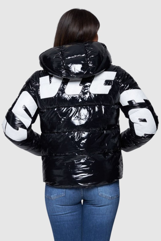 INVICTA Jachetă scurtă strălucitoare cu glugă pentru femei