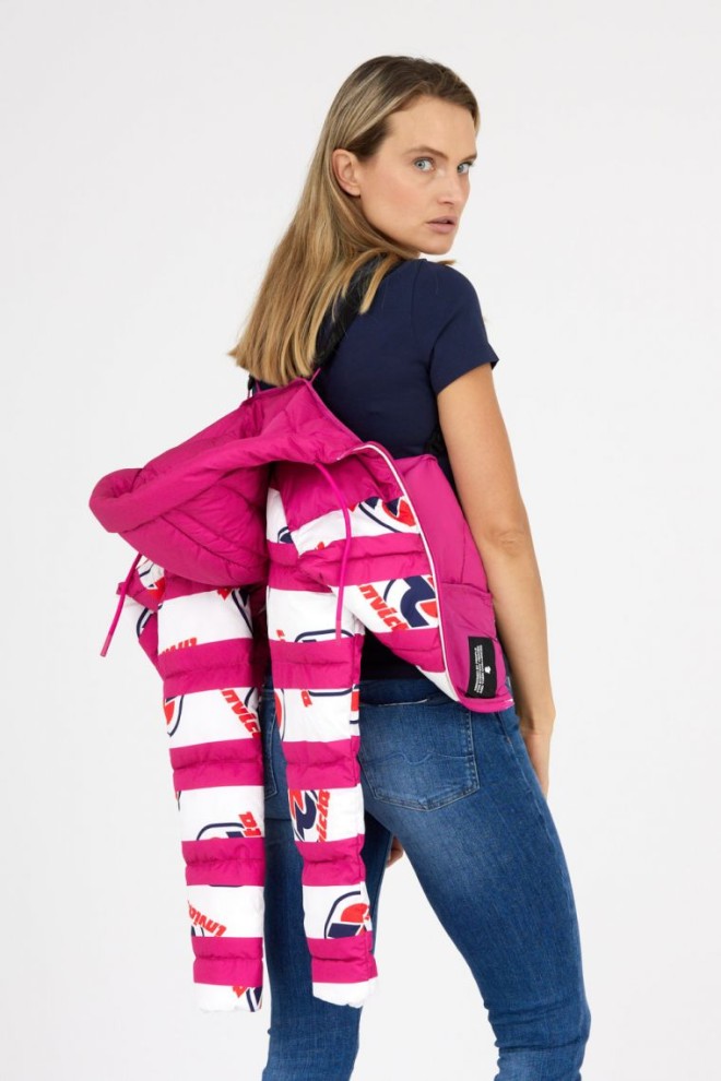 INVICTA Pink women's jacket with white stripes and logo