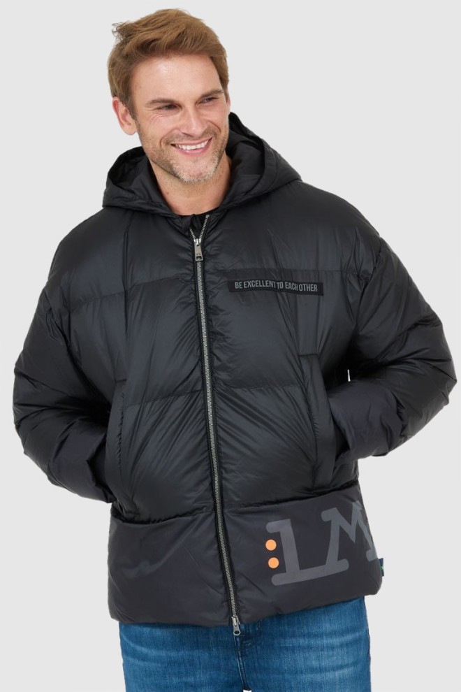 LA MARTINA Black men's logo down jacket