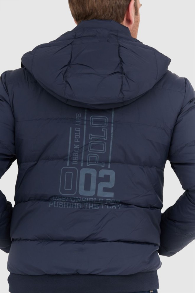 LA MARTINA Navy blue down jacket with detachable hood