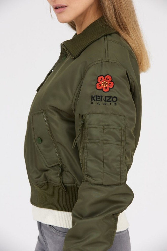 Jachetă bomber cu flori boke verde pentru femei KENZO 