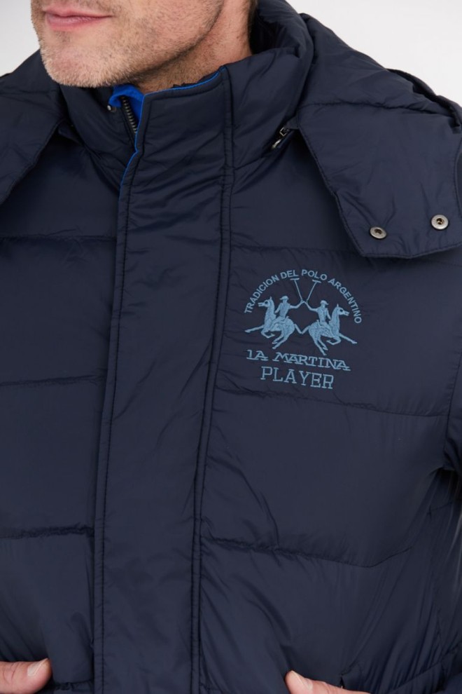 LA MARTINA Navy blue down jacket with detachable hood