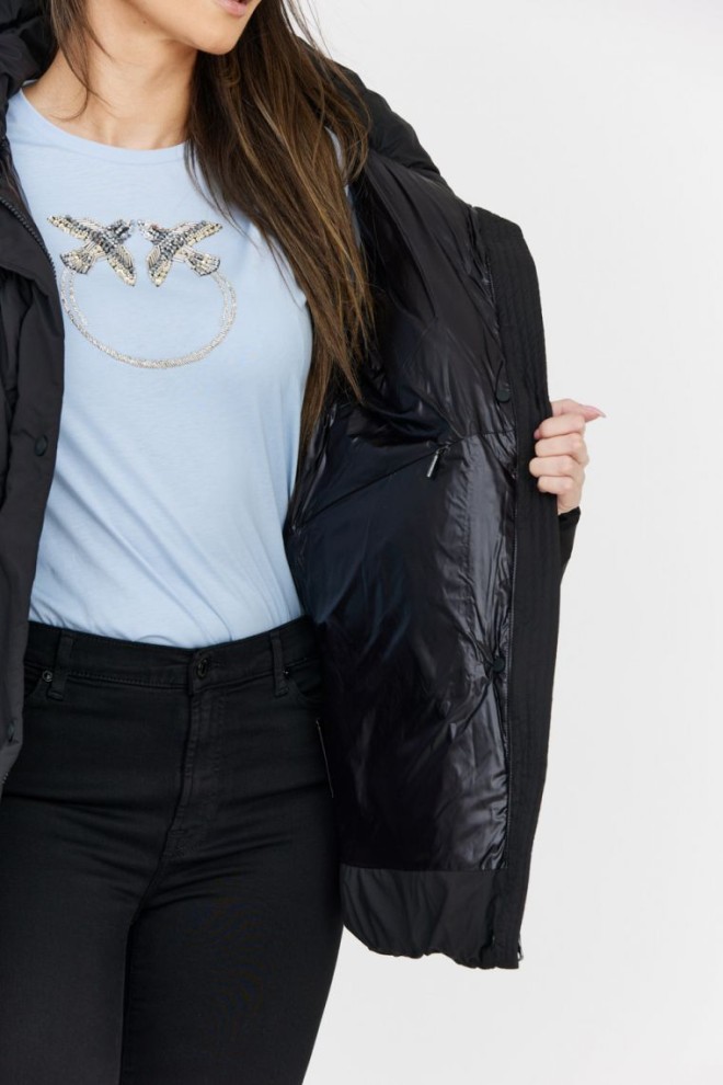 HETREGO Jachetă lungă de femei neagră Tiffany