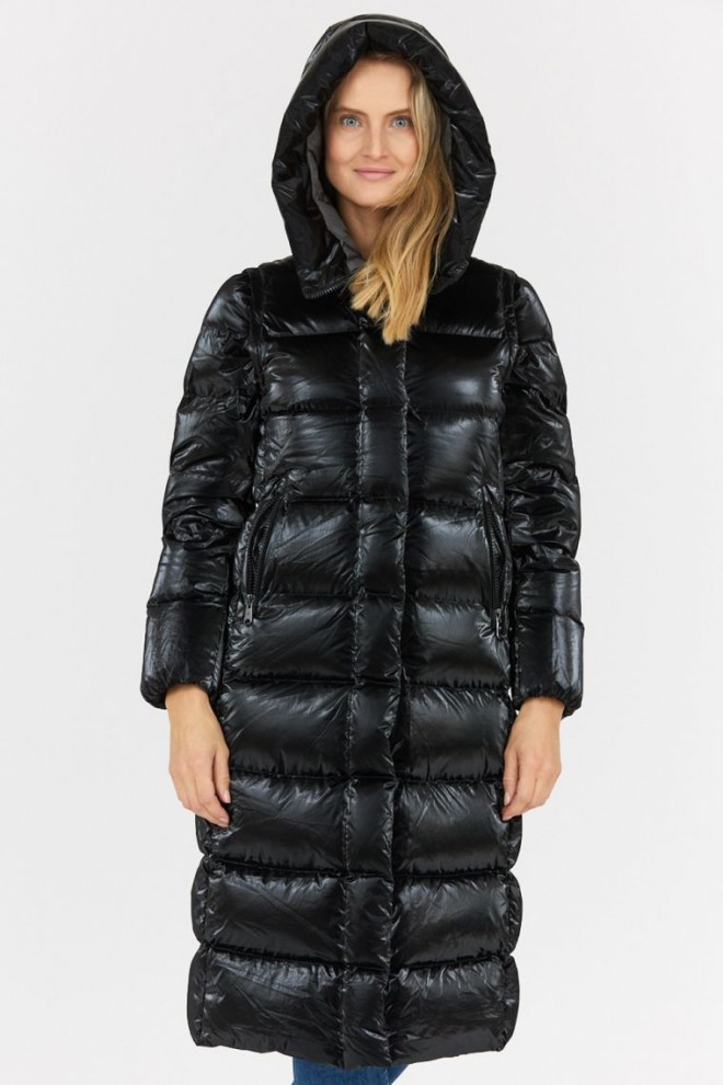 HETREGO Palton negru pentru femei cu mâneci detașabile Vara