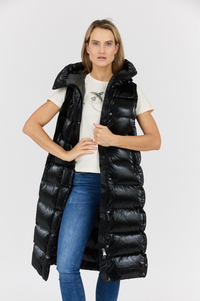 HETREGO Palton negru pentru femei cu mâneci detașabile Vara