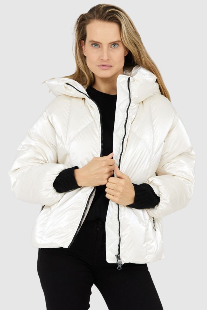 HETREGO Women's pearl jacket with hood Muriel